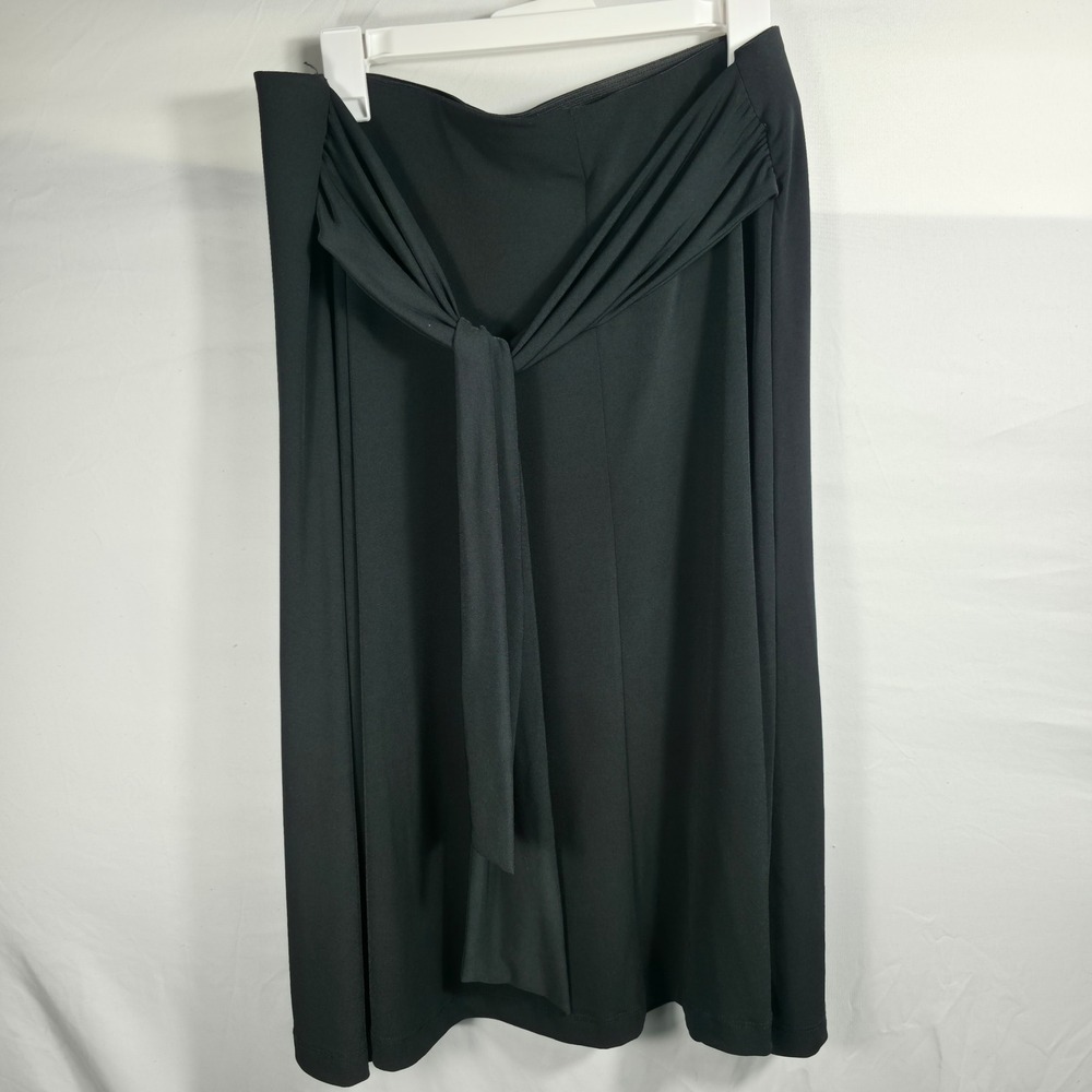 Lane Bryant Black Front Tie Midi Skirt Plus Size 14/16 Elastic Waist Office Wear
